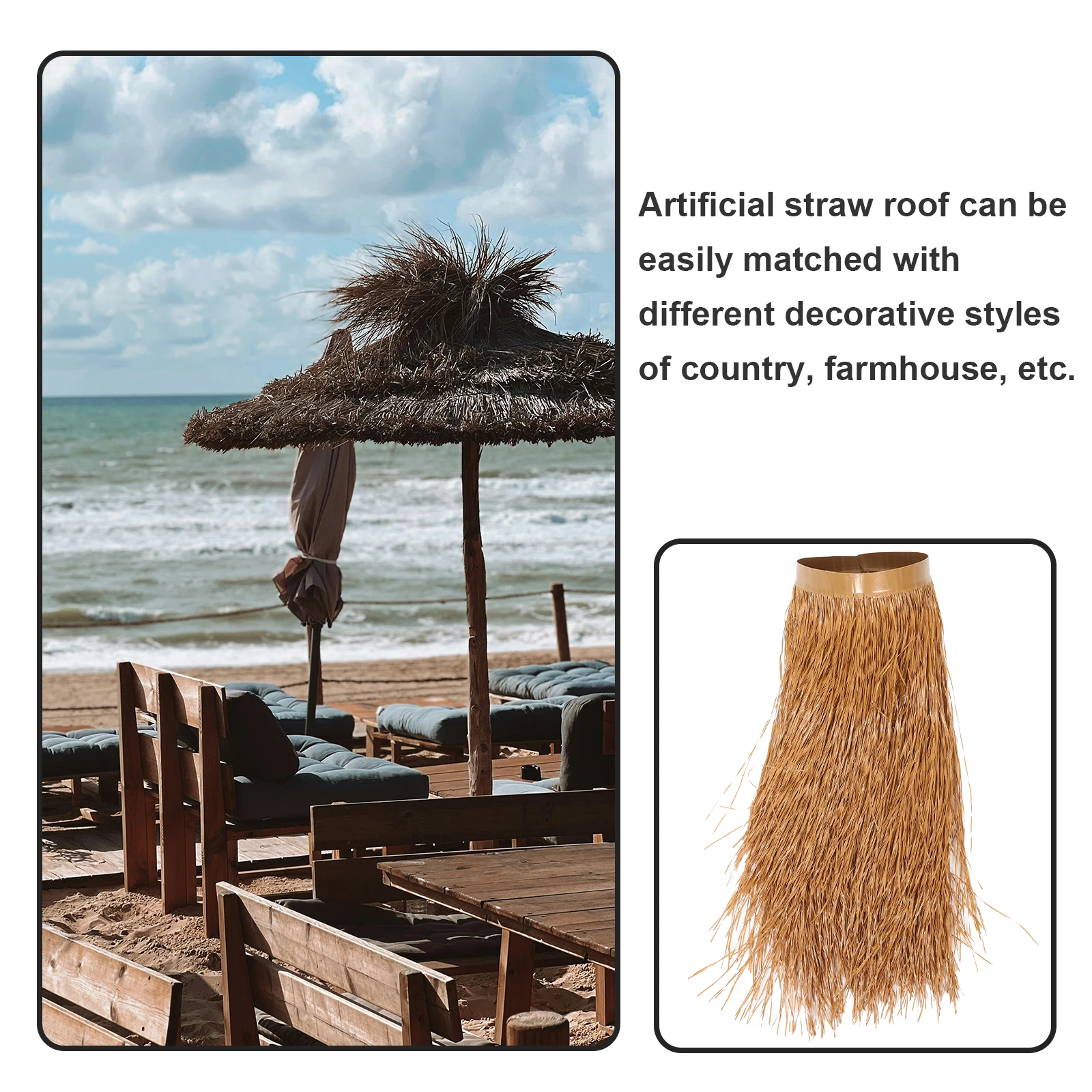 

Simulated Thatch Roof Artificial Straw Roofing for Garden Hut Yard Decor Landscaping DIY Roof Panel Decorative