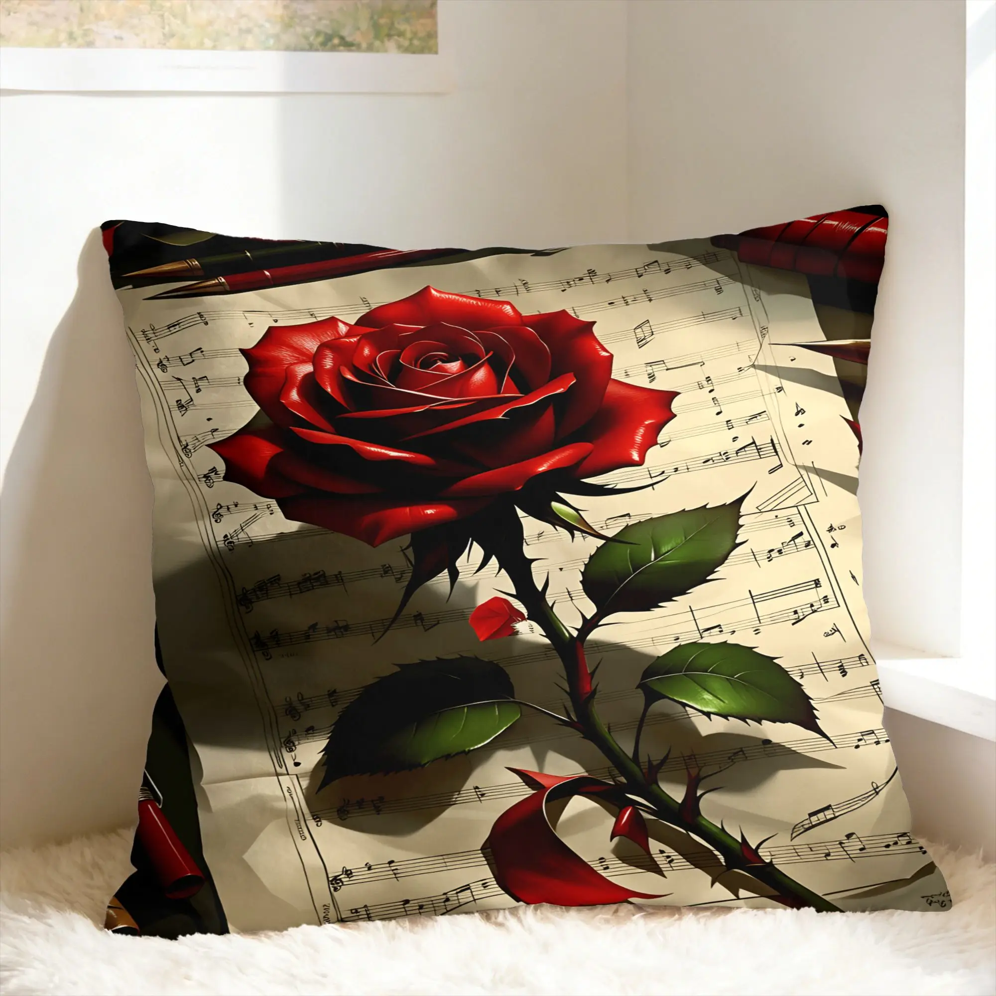 Valentine's Day Romantic Red Rose Pillow Case  Novelty Pillow Cover Design Pillowcases For Chair Sofa Home Decor