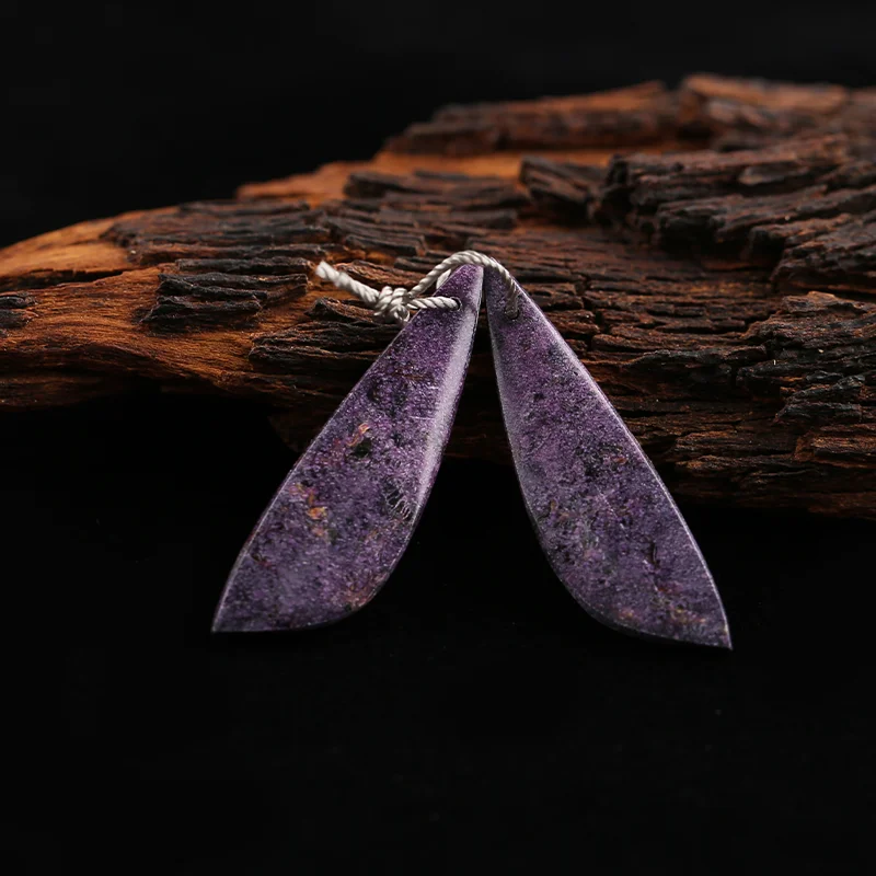 

B&F African Purple Stone Earring Beads, Handmade Natural stones beads, Polished Stones for jewelry Making Supplies