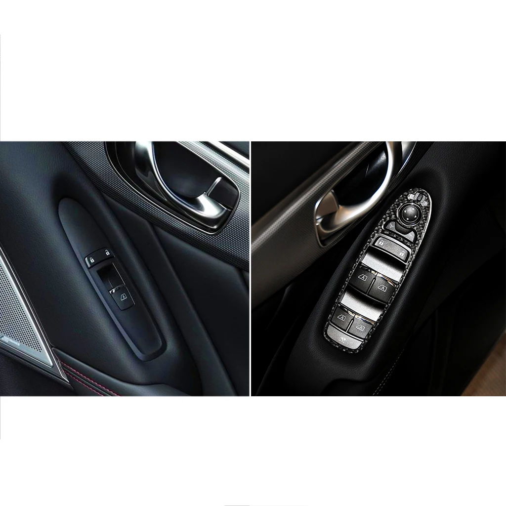 For Infiniti Q50 2014-2020 Carbon Fiber Window Lift Control Button Panel Trim Cover Car Accessories Interior Decorative Stickers