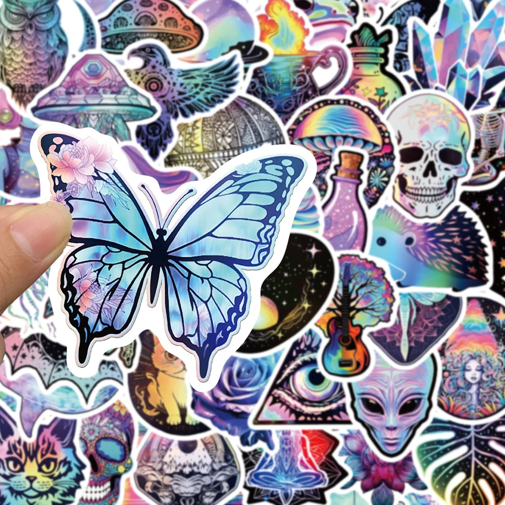 

10/30/50pcs Laser Mystery Decoration Sticker Cool Graffiti Skateboard Motorcycle Car Waterproof Cartoon Kids DIY Sticker Decals