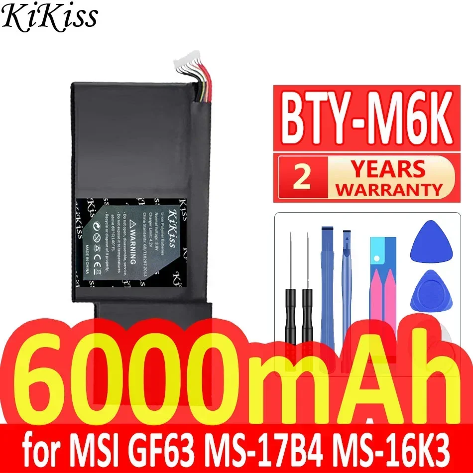 

6000mAh KiKiss Powerful Battery BTY-M6K for MSI MS-17B4 MS-16K3 GS63VR-7RG GF63 Thin 8RD 8RD-031TH 8RC GF75 3RD 8RC 9SC