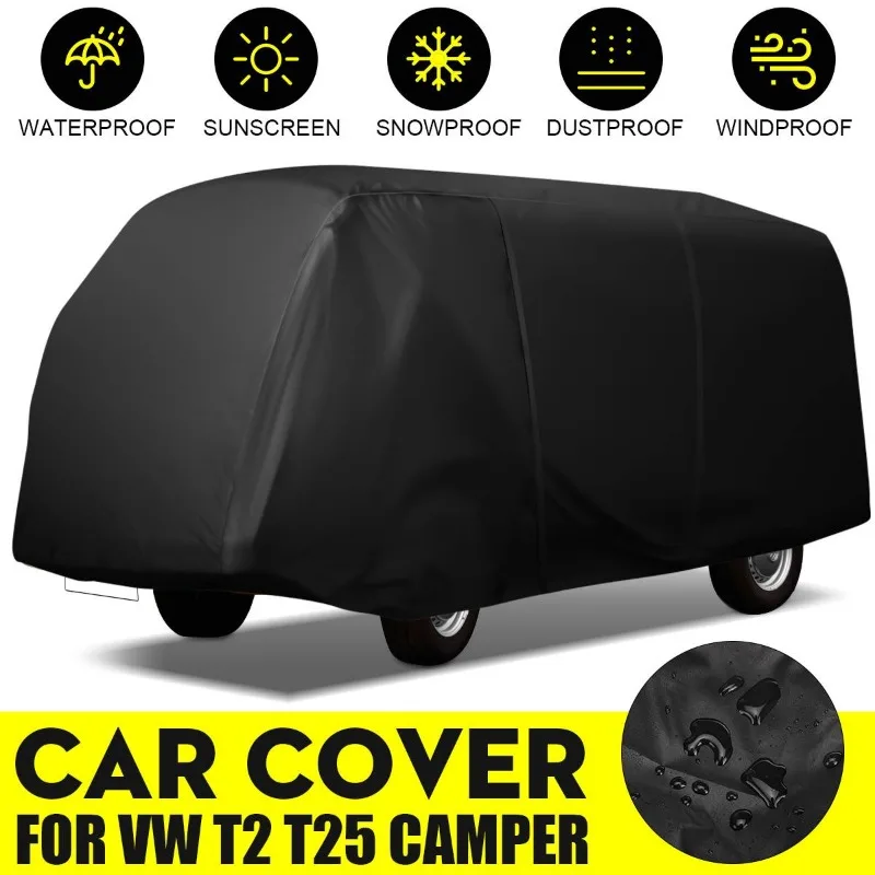 

Black Camper Full Body Cover Outdoor Sunshade Waterproof Dust-proof Protection For Volkswagen For VW T2 T25 Camper Van Motorhome