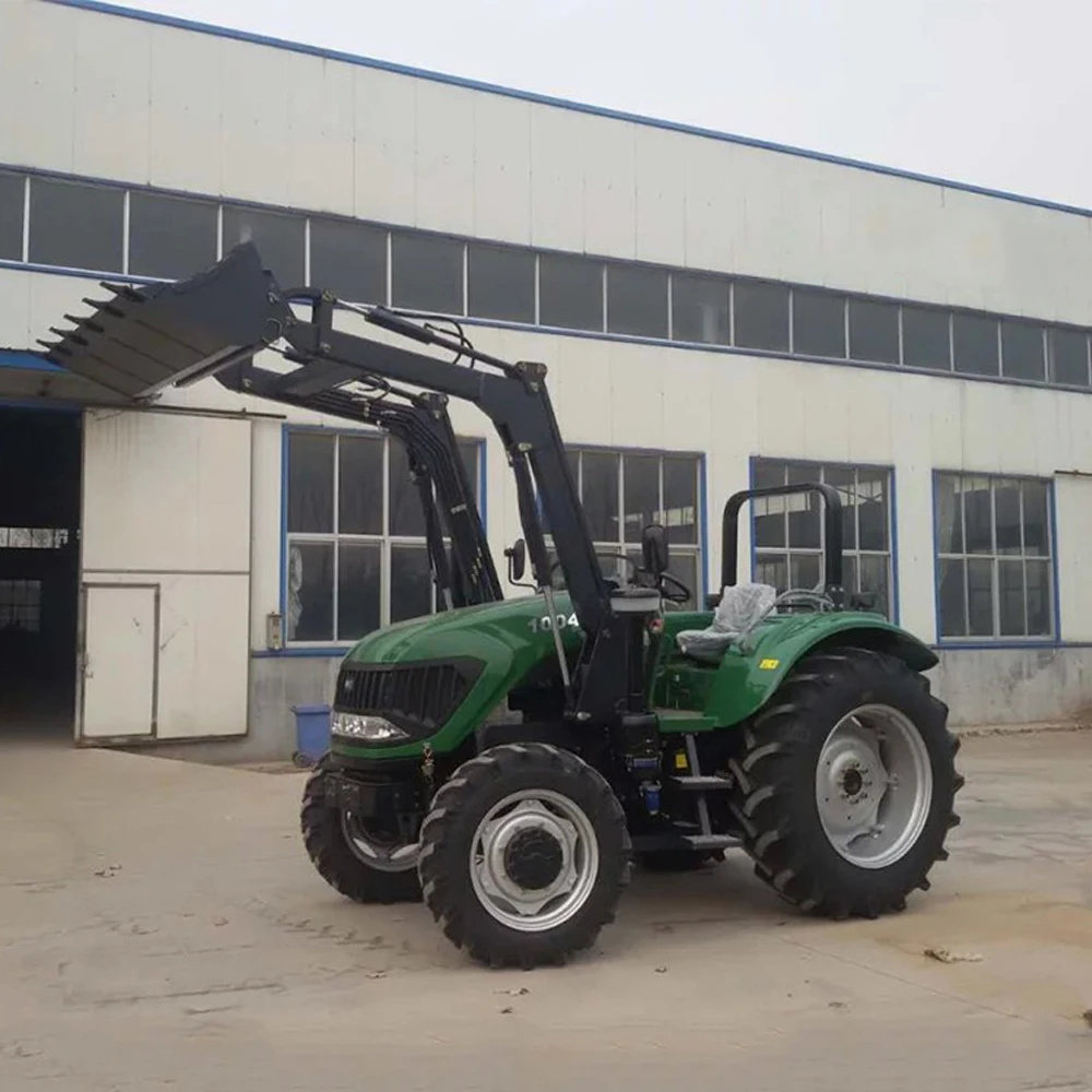 Hot Sell 100 HP 4 Wheel Tractor With Front Bucket Backhoe Loader