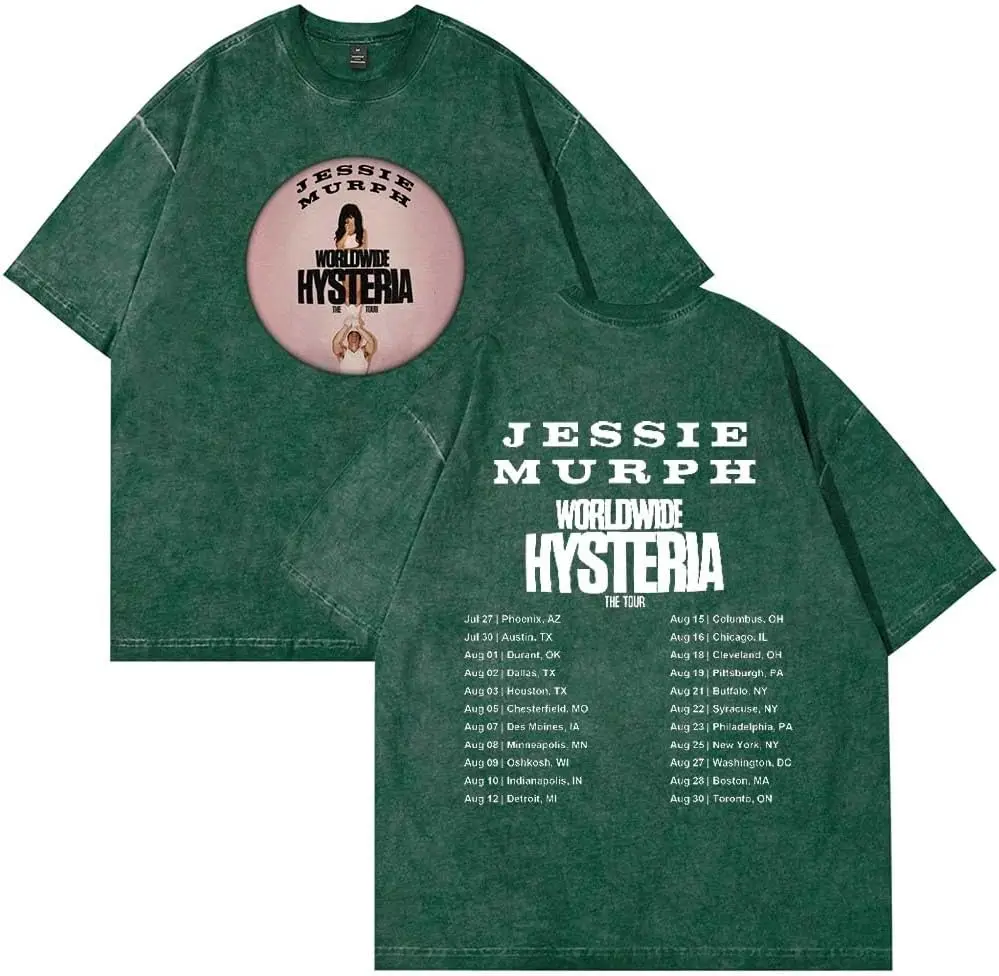 

Jessie Murph Worldwide Hysteria Tour 2025 Merch Cotton T-Shirt Wash Tee Women Men Short Sleeve Crewneck Tee