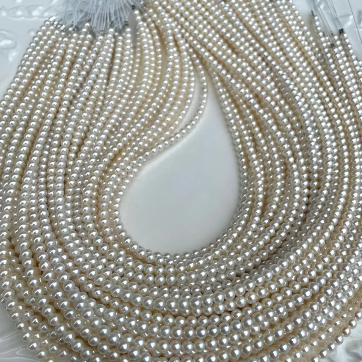 

3.5-4mm Baby Freshwater Pearl Necklace, Near Perfect Round Strong Luster Almost Flawless, 925 Silver Clasp Natural Pearl Gift