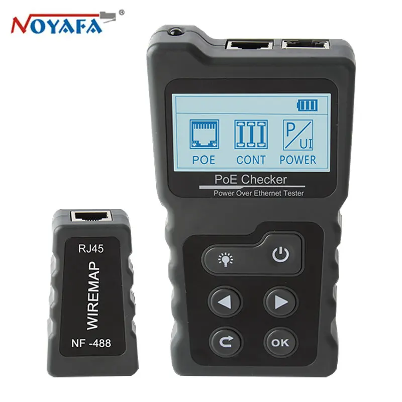 Noyafa-Power Test Network Cable Tracker, Verificador de tensão, pela Ethernet, Cat5, Cat6, Ferramentas Lan Tester on-line, Switch, NF-488, PoE