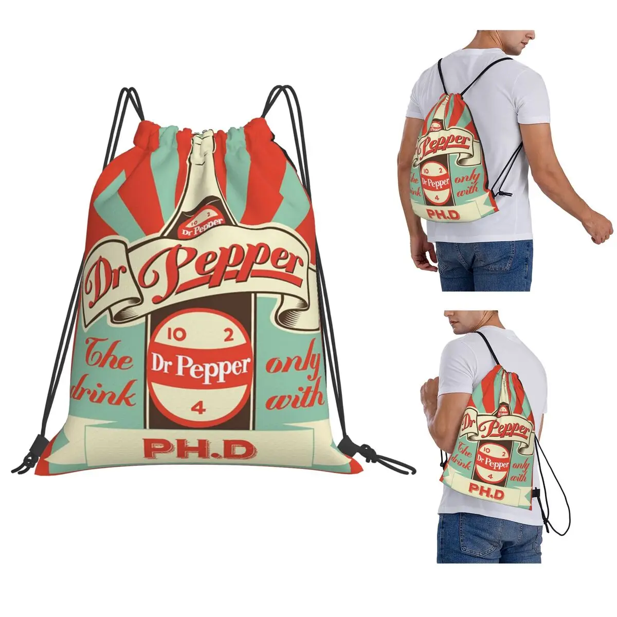 

Винтажные рюкзаки Dr. Pepper, модные портативные сумки на шнурке, спортивная сумка, сумки для книг для школы путешествий