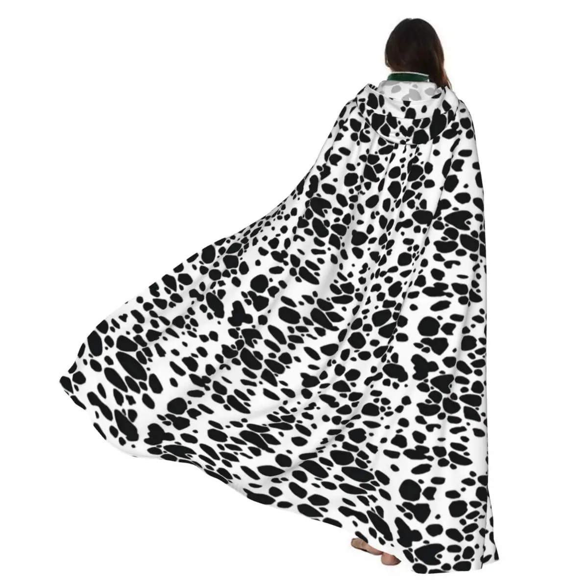 

Средневековые костюмы для косплея, плащ с капюшоном и принтом собаки далматина, накидки, длинные халаты, куртки, пальто, карнавал