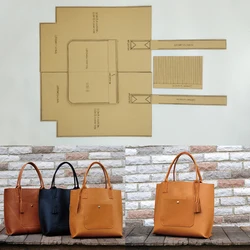 YOMDID 8 adet omuzdan askili çanta Kraft yapma şablonu el yapımı deri plaka kalıp DIY çanta Tote çanta yapımı Leathercraft şablonu