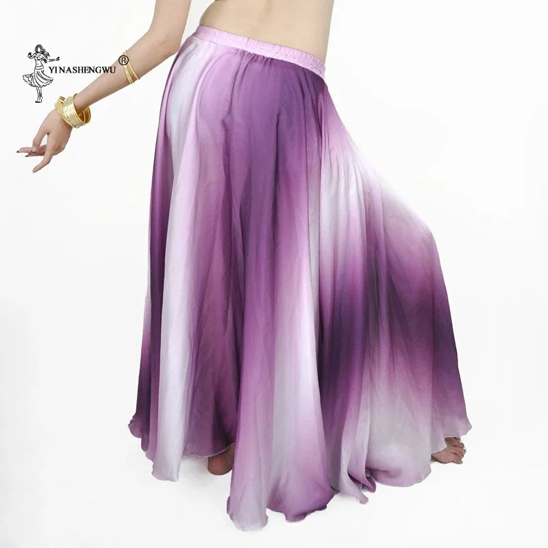 Traje de danza del vientre para mujer, falda de Color degradado, ropa de actuación de danza del vientre, falda oscilante grande, falda gitana de la India, Ropa de baile