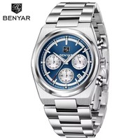 BENYAR 5204 Fashion Men's Quartz Watch Elegant Luminous Waterproof Steel Strap Calendar Business Watches for Man reloj hombre