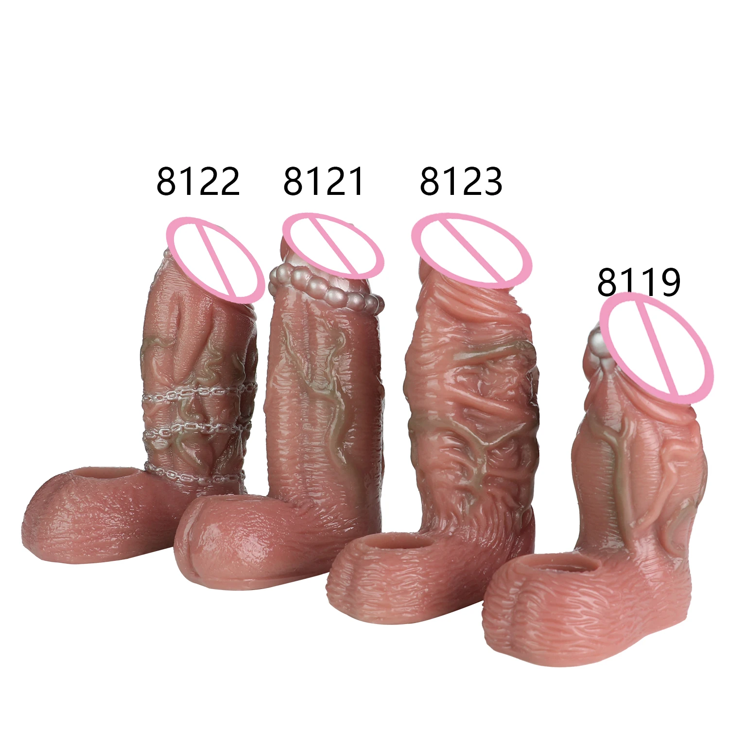 FAAK Silicone Penis Sleeve Extender Penis Ring Cock Sleeve Realistic Hollow Dildos Adult Toys for Enlarge Prolong Pleasure