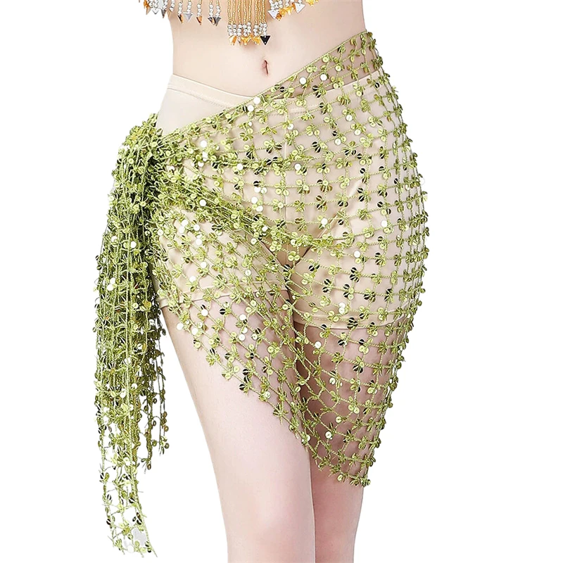 Bauchtanz-Hüfttuch mit Pailletten, Taillenwickelrock, hohler Tanzgürtel, Hüfttuch, Performance-Kostüm, Damen-Tanzparty-Clubkleidung – Detail 2