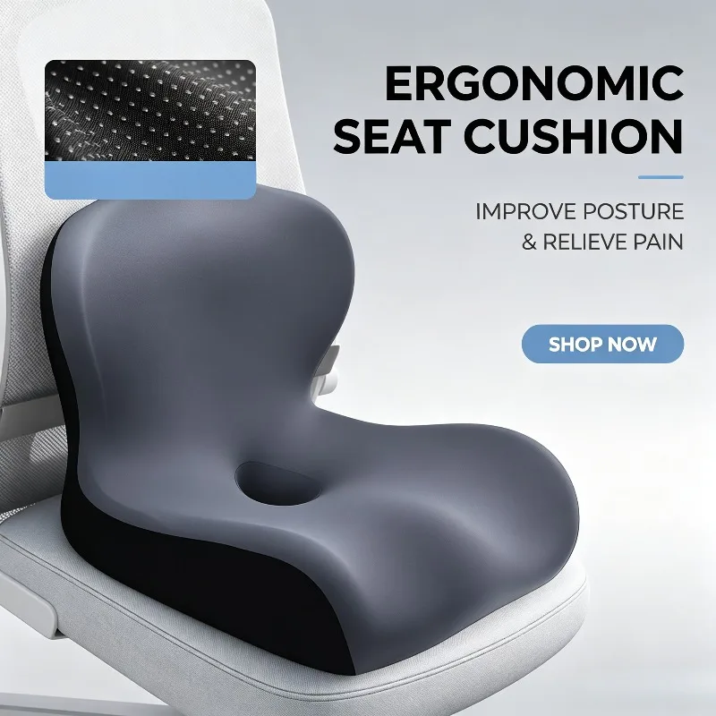 

Memory Foam Seat Cushion with Back Support Breathable for Car Office Student Chair All Seasons