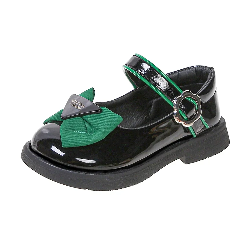 Girls Leather Shoes Mary Janes Children\'s School Casual Shoes Kids Party Wedding Shoes Classic with Bow-knot 2024 Spring New