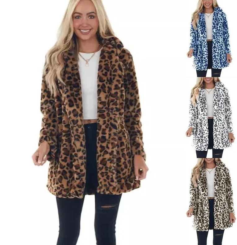 

Autumn and Winter New Arrivals Fashion Women's Coats Plus Size Leopard Print Loose Fit Tops Women's Clothing
