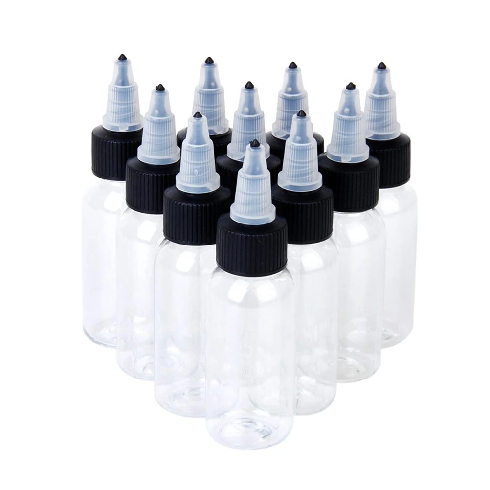

10pcs Empty Ink Bottles Large Capacity Lightweight Tattoo Pigment Storage Leak Proof Plastic Packaging Squeeze Bottle