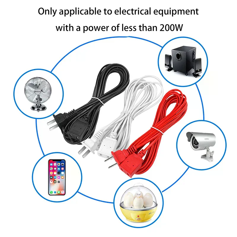 سلك طاقة التيار المتردد أبيض أسود أحمر خط مع تشغيل/إيقاف زر التبديل كابلات سلك اثنين دبوس كابل توصيل تمديد الحبال محول #4