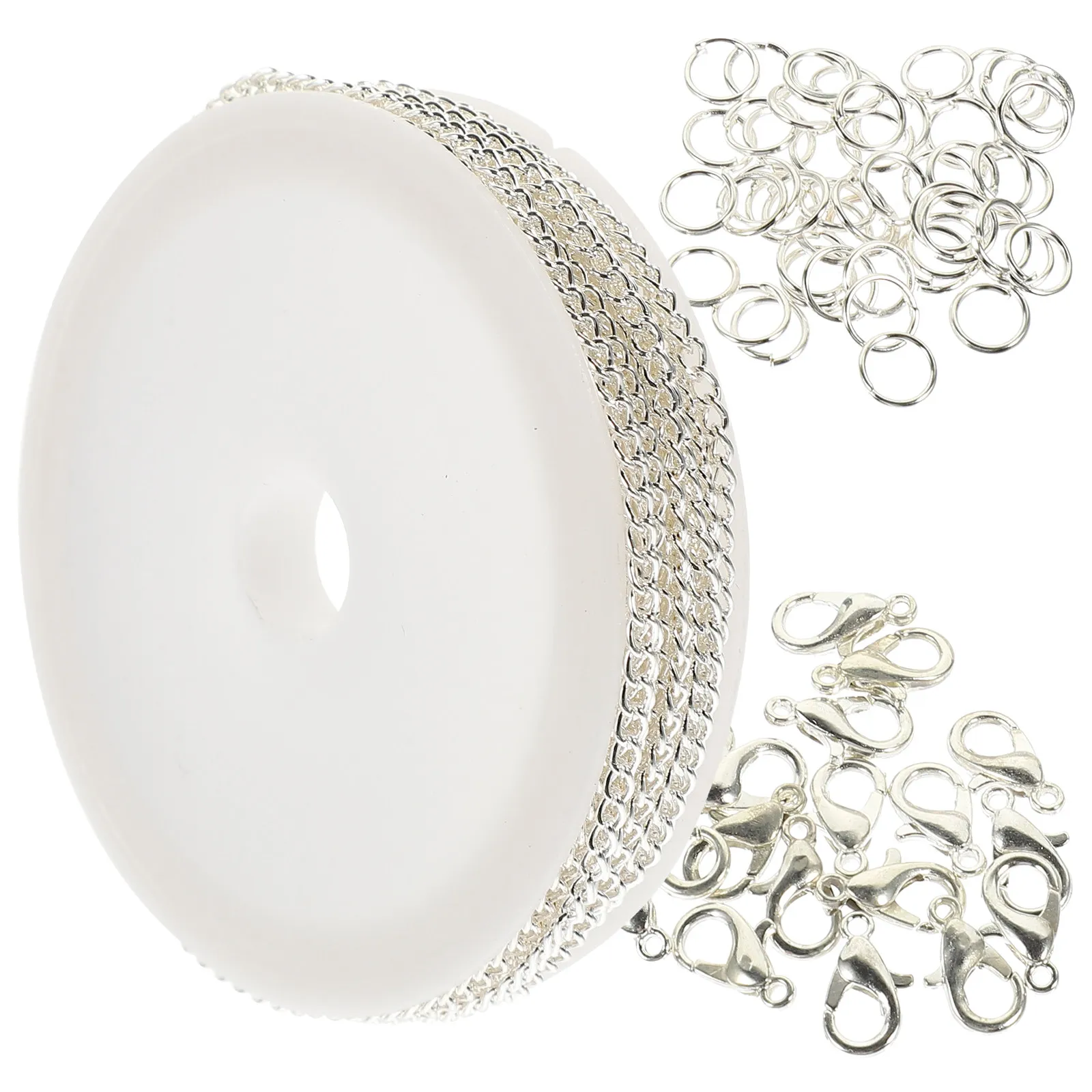 

1 рулон тонкой железной цепочки для набора для изготовления украшений своими руками с застежками-карабинами, универсальный аксессуар для рукоделия, надежный и многофункциональный.