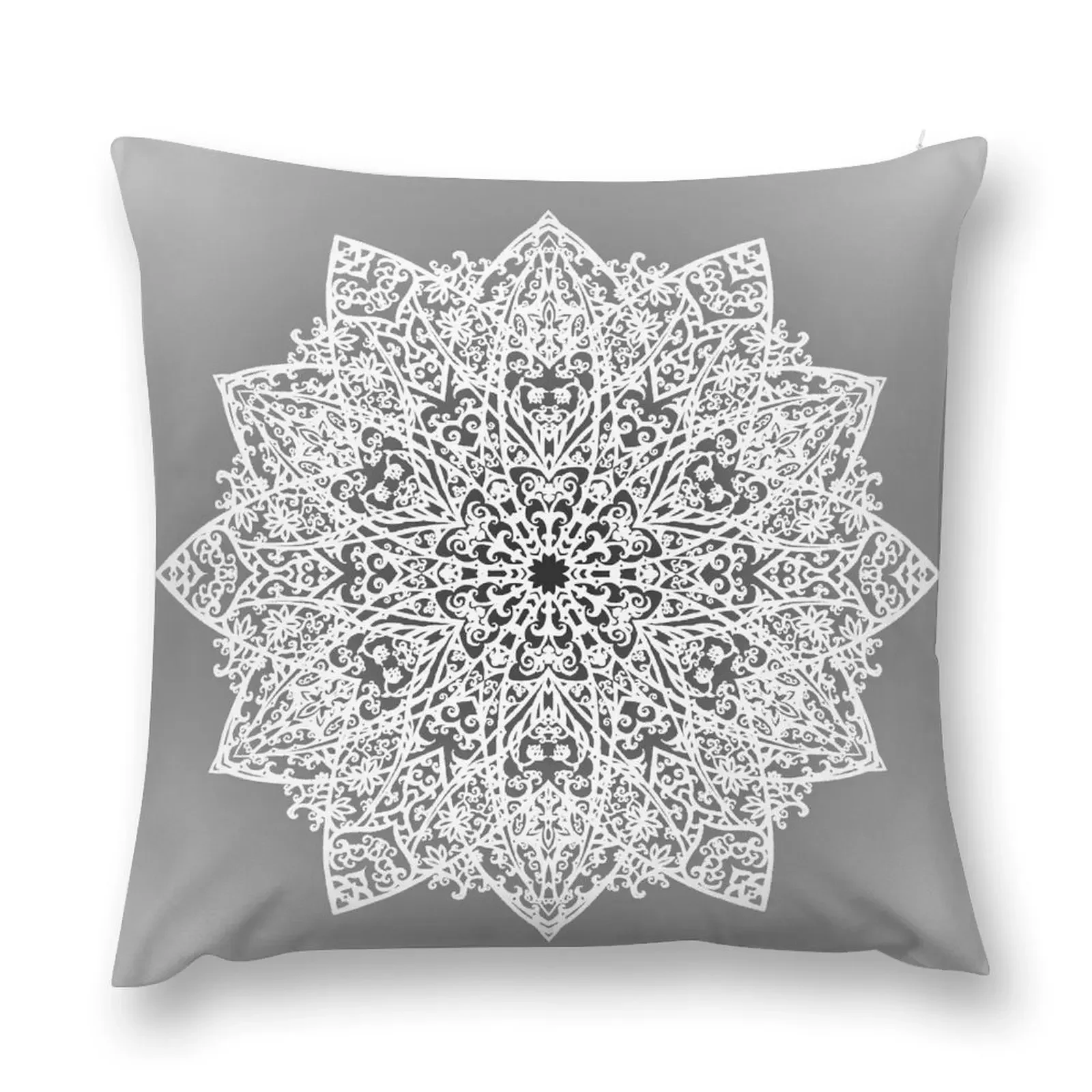 Filigree Mandala *white & grey* Throw Pillow Ornamental Pillow Decorative Pillow Covers For Sofa