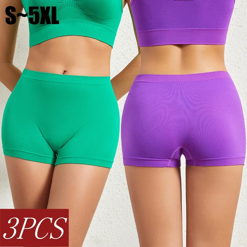 3 pçs/set boyshort calcinha sem costura feminina cintura baixa esportes roupa interior conforto respirável lingerie feminina íntima S-5XL calças