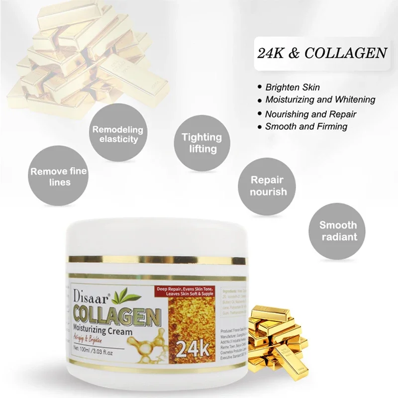 Collagen Moisturizer Deep Moisturizing Nourishing Face Neck Smoothing Face Brightening Soothing Skin Anti-Fine Wrinkle 100ml