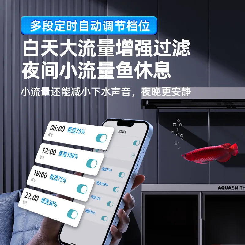 Water Pump Fish Tank Filter Circulation Wifi Ultra-quiet Intelligent Frequency Conversion Pumping Pump Bottom Suction Small Subm