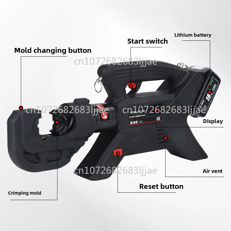 OPT400 Electric Rechargeable Hydraulic Pliers 220V Lithium Battery Portable Crimping Pliers for 16-400 Copper Wire Lugs for