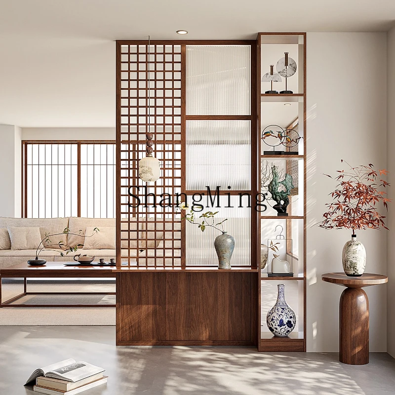 

ZYY home solid wood screen rack new Chinese style living room entrance door front door entrance partition cabinet
