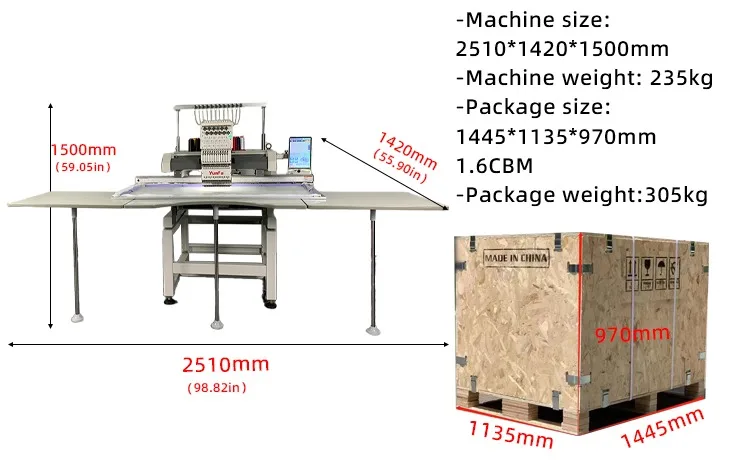 Large Area 500*1200mm Yunfu Computer Embroidery Machine Single Head Tajima