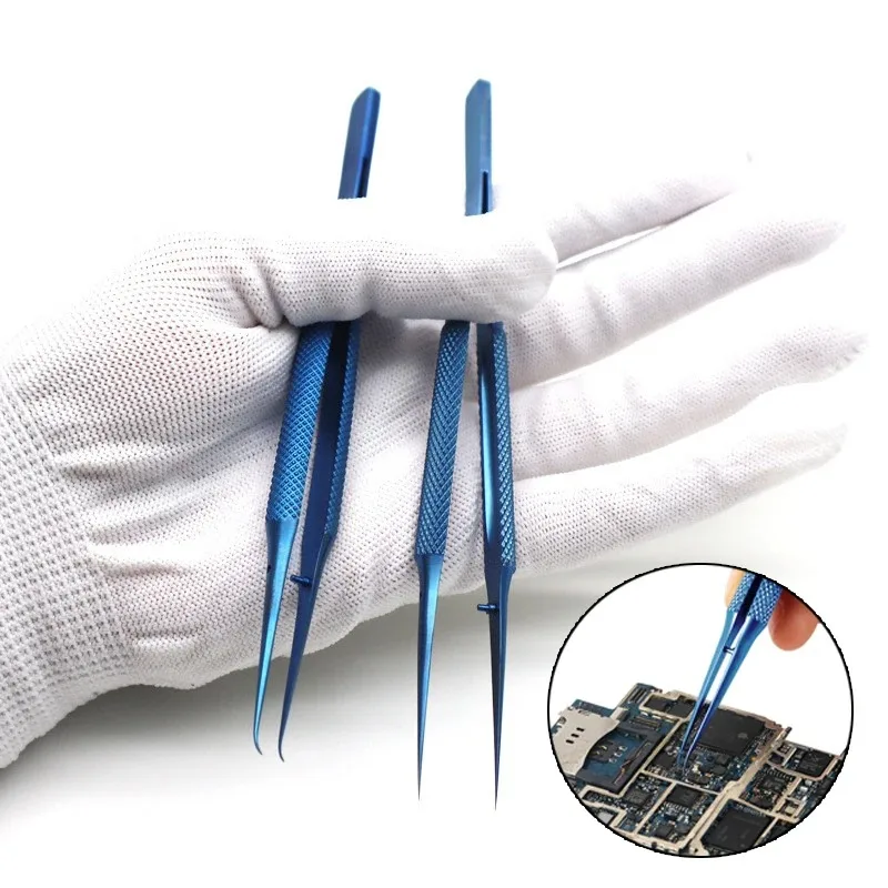 

Precision Electronics Titanium Alloy Tweezers Professional Repair Fingerprint Jumper Wire Phone Motherboard Antimagnetic Forceps