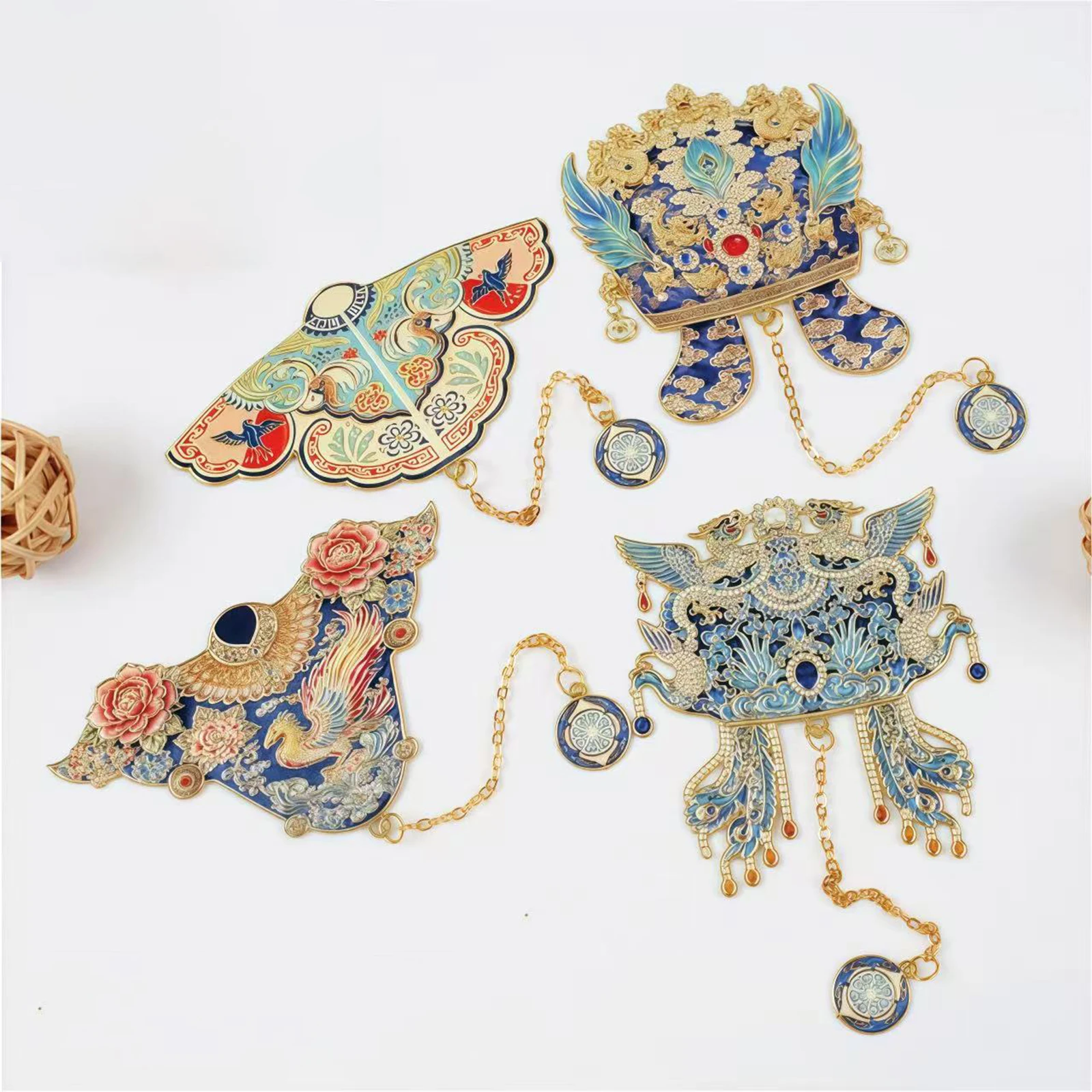 Twelve Dragons Phoenix Crown Metal Hollow Bookmark Chinese Style Creative Bookmark Reading Lover Book Charm Exquisite Gift