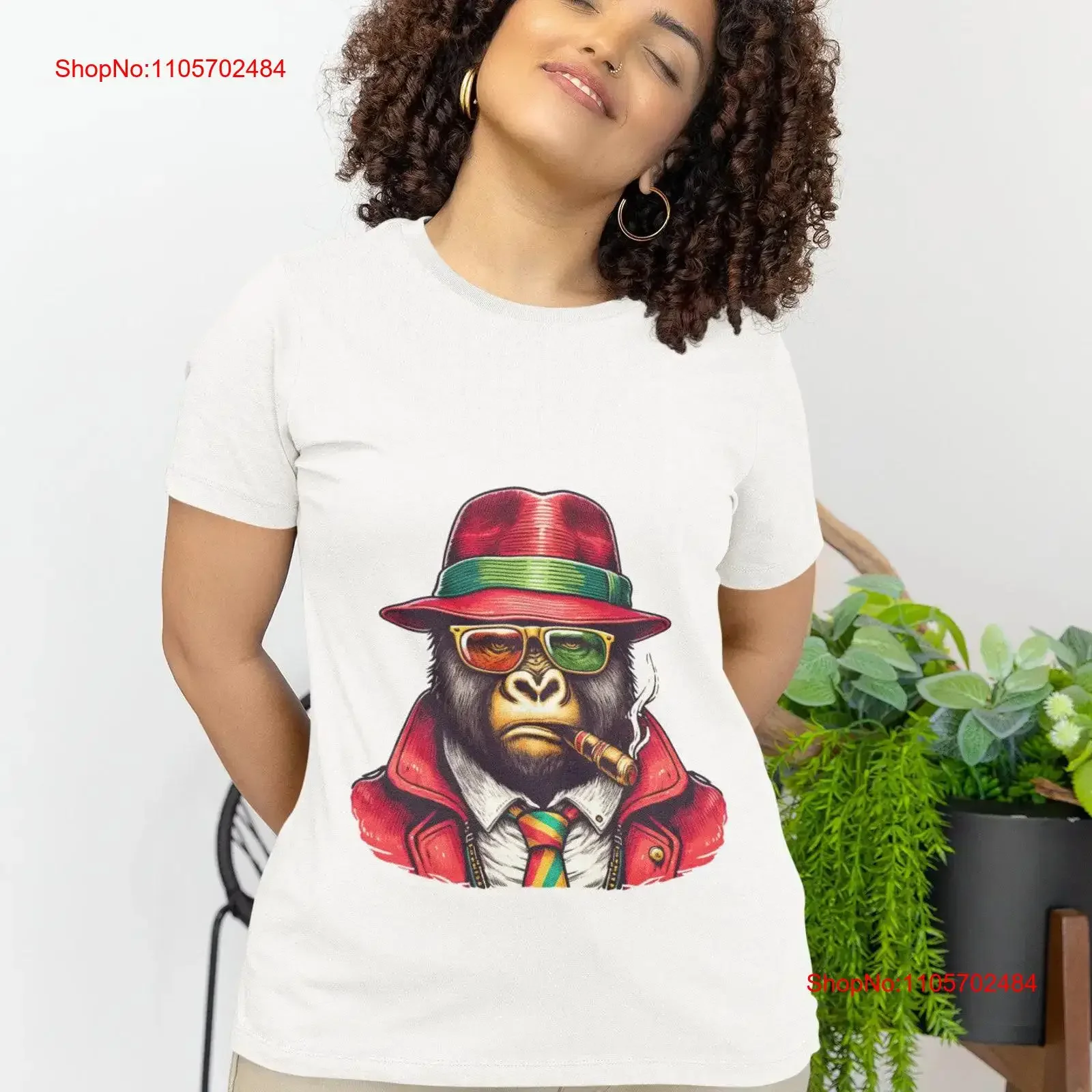 Urban Jungle Style Gorilla T Shirt Cool Monkey with Sunglasses and Fedora Fun Animal Top Unique for Him Her vintage Washed