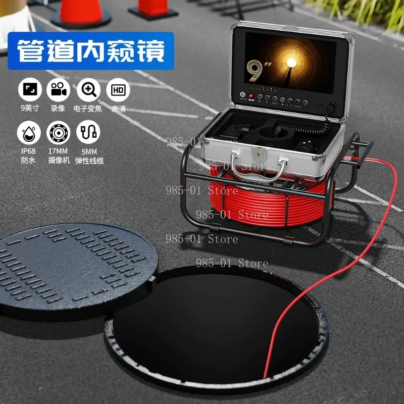 9 Inch 23mm Waterproof Pipe Inspection Camera, Articulating HD Industrial Borescope for Sewer, HVAC and Auto Repair