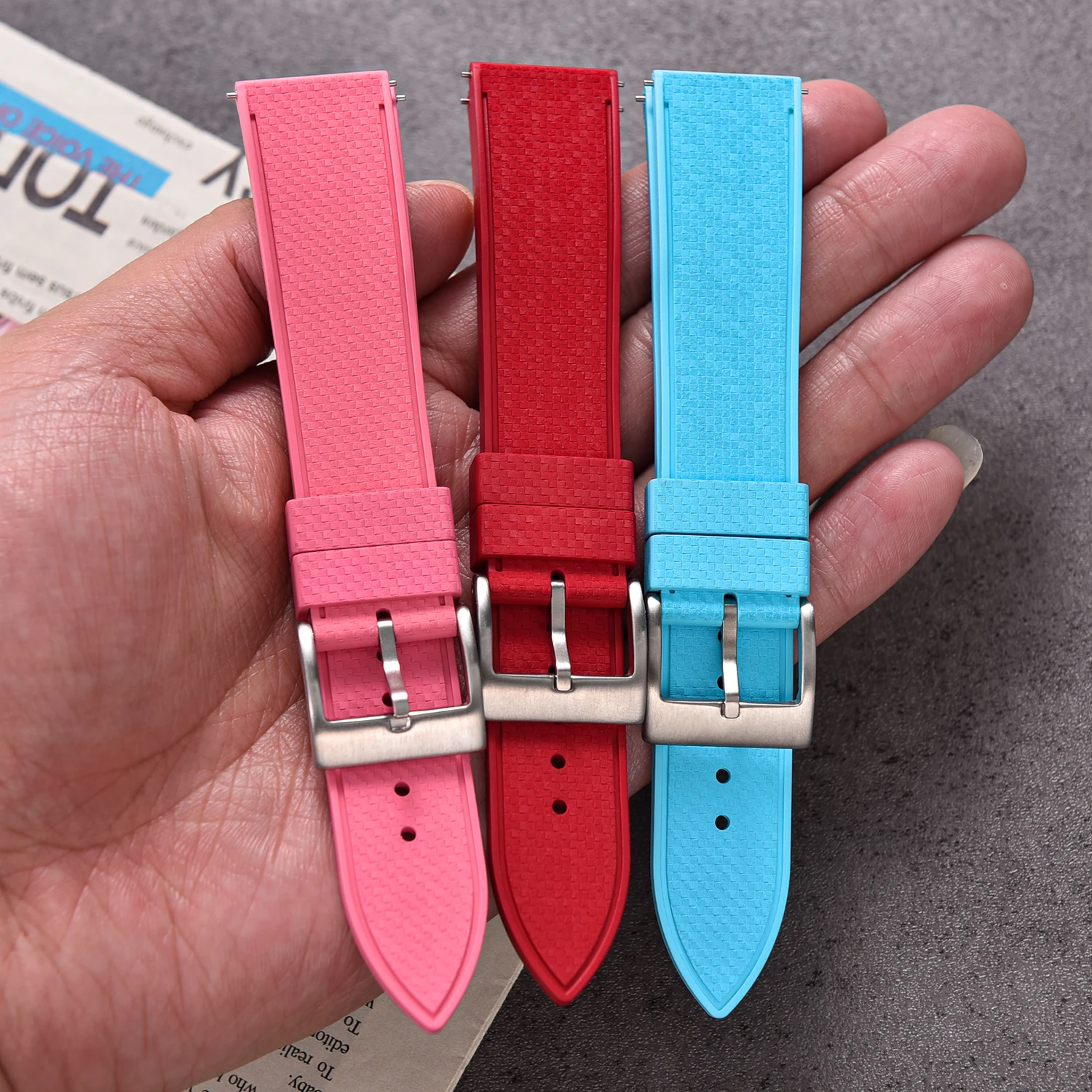 Popular Mosaic Texture 20/22mm FKM Rubber Watch Strap Quick Release Replacement Band