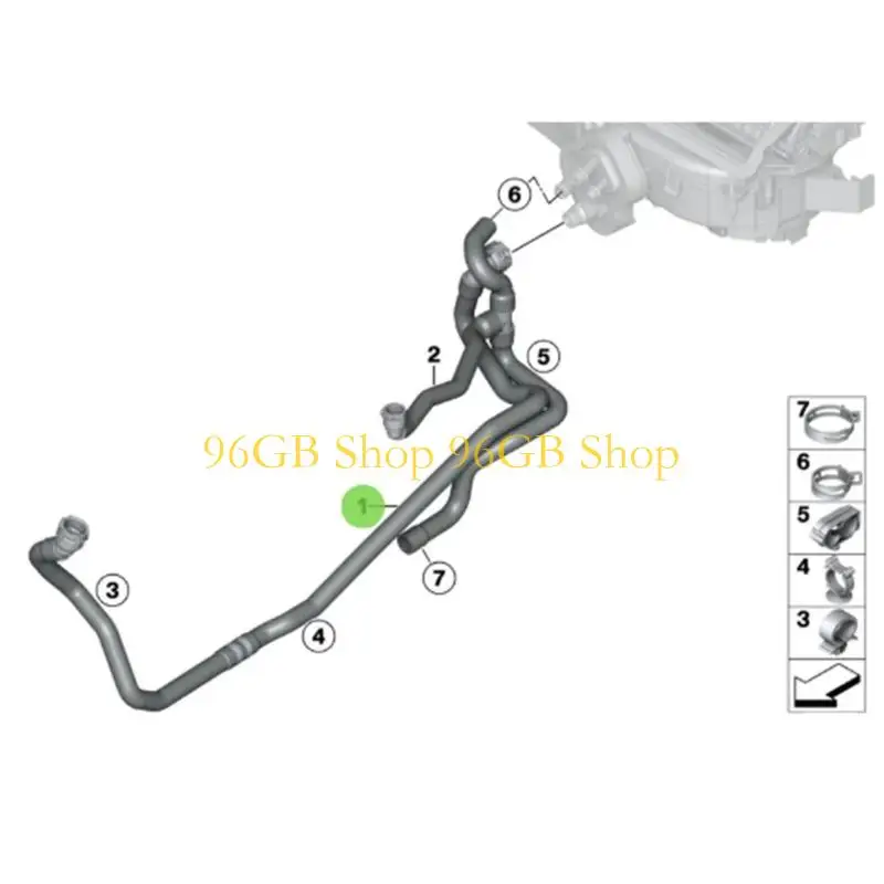 

96GB HVAC Heater Hose Air Conditioning Heater Coolant Pipe Engine Radiator Coolant Hose 824522101 33421 97877 V204219 N20B20