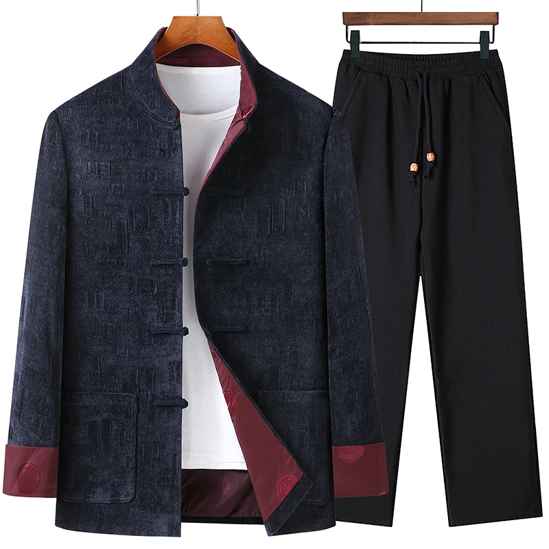 

Весенне-осенний новый комплект пальто для папы с длинным светом, вельветовая одежда для среднего возраста и ли, одежда для пар, одежда для людей