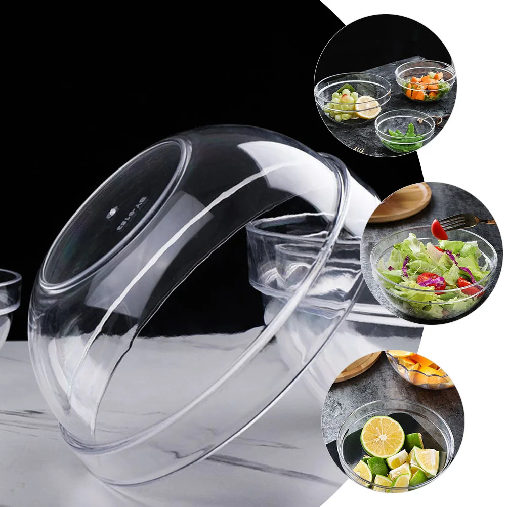 

3Pcs Premium Pet Material Salad Bowl Practical Design for Fruit Dessert Snack Serving Clear Plastic Storage Container Hotel