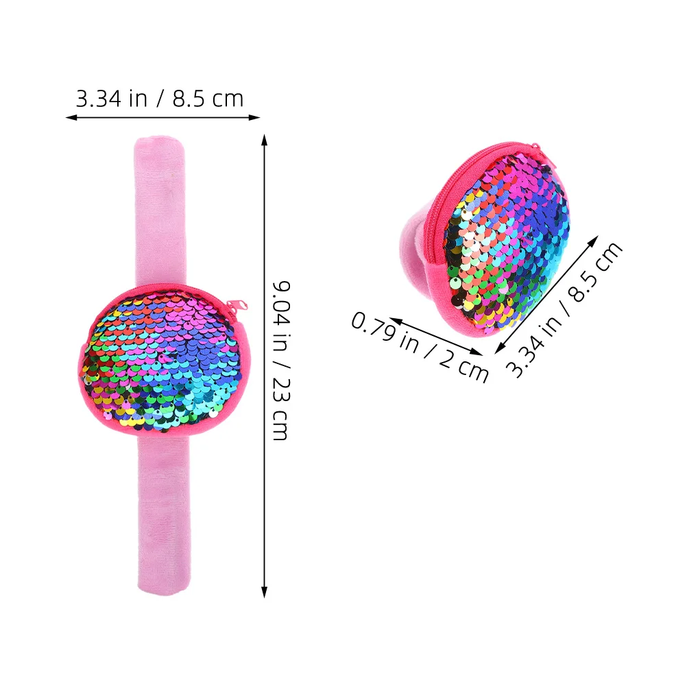 2Pcs Childrens Sequin Slap Bracelets Coin Purses Multifunctional Wristbands Easter Party Favors Assorted Colors