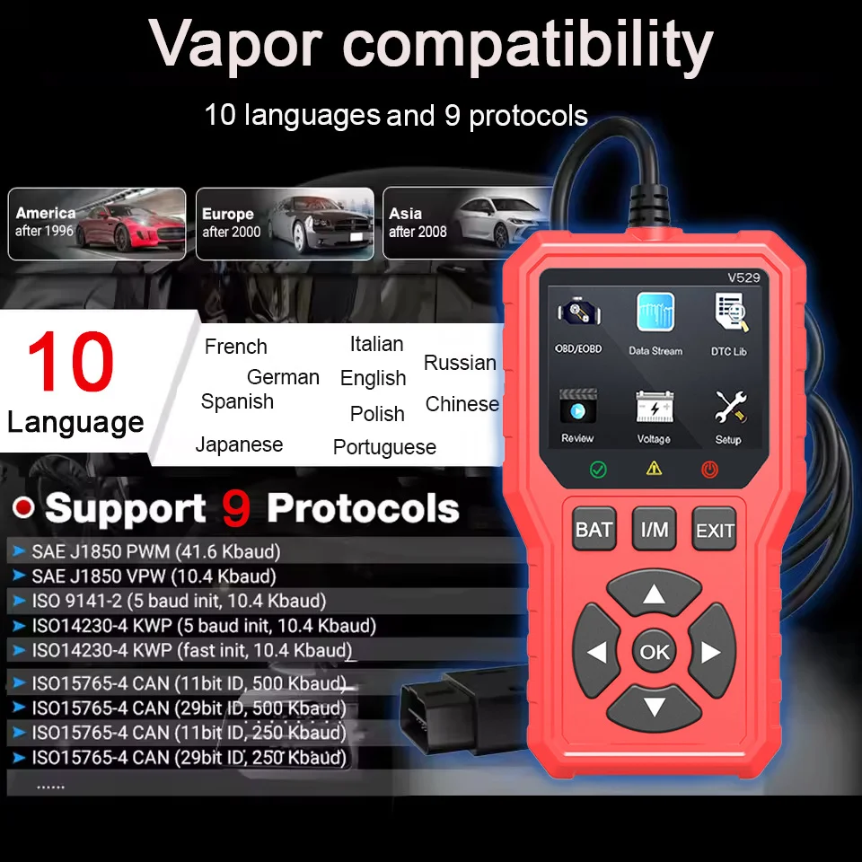2025 جديد! سيارة Obd2 الماسح الضوئي أداة تشخيص رمز القارئ محرك خطأ رمز القارئ الماسح الضوئي أداة مسح السيارة