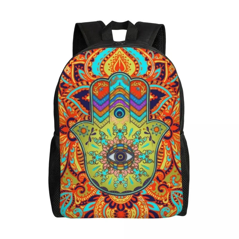 Zaino per Laptop a mano Hamsa Colorfull personalizzato donna uomo Fashion Bookbag per studenti delle scuole universitarie borse a mano di Fatima