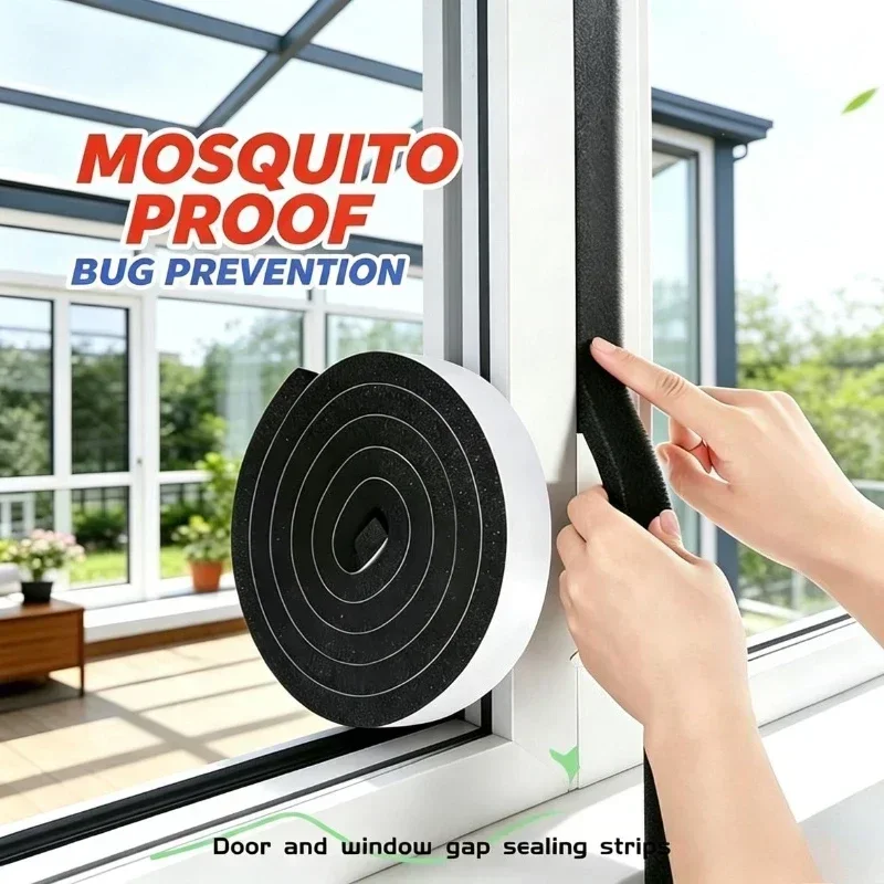 2M/Roll Door Window Sealing Strips Weather Stripping Self-Adhesive Sound-Proof Door Window Foam Tape Gap Soundproof Seal Strip