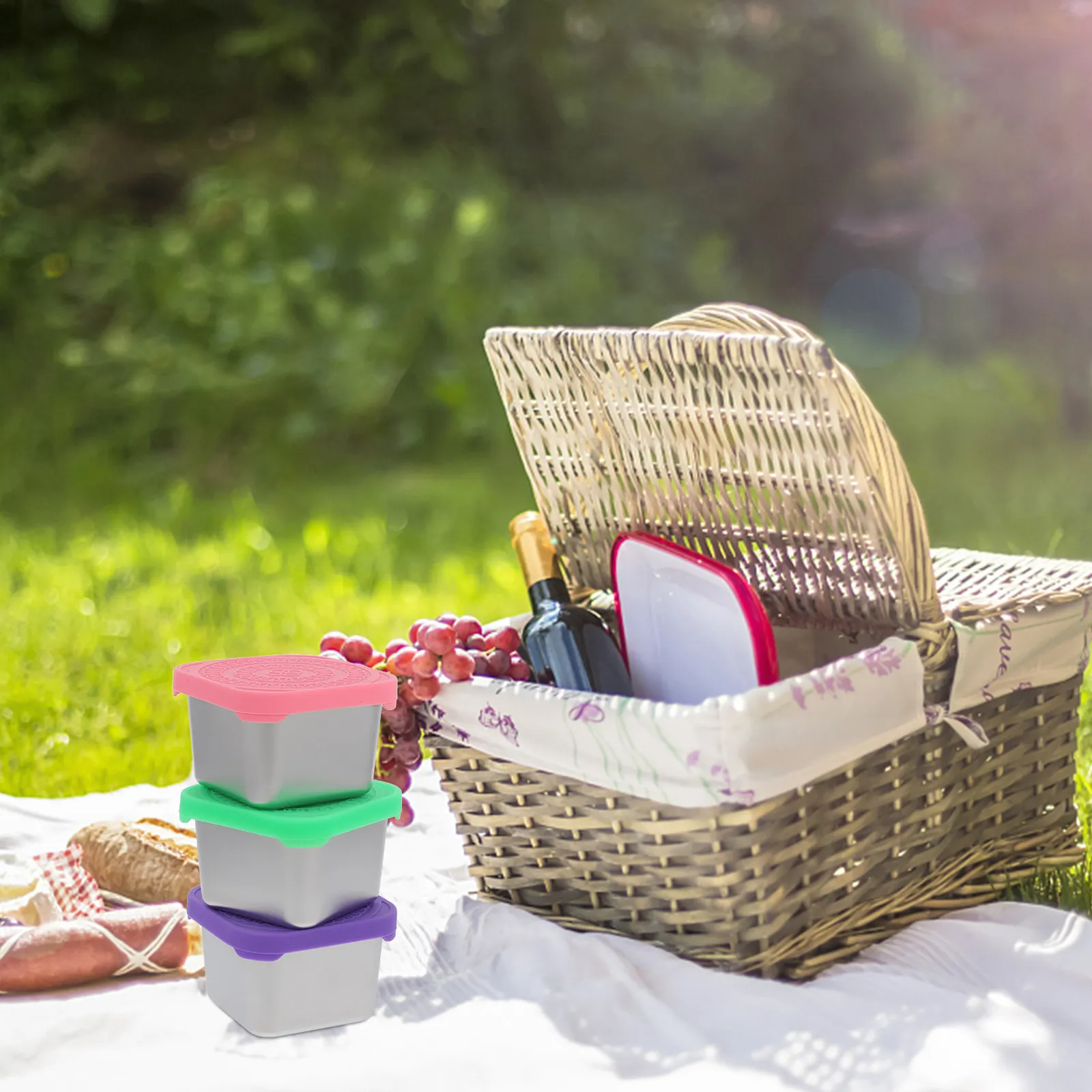 

3Pcs Stainless Steel Salad Dressing Containers Reusable Sauce Cups for Tomato Mustard Soy Sauce Travel Dip Cups Bento Lunch