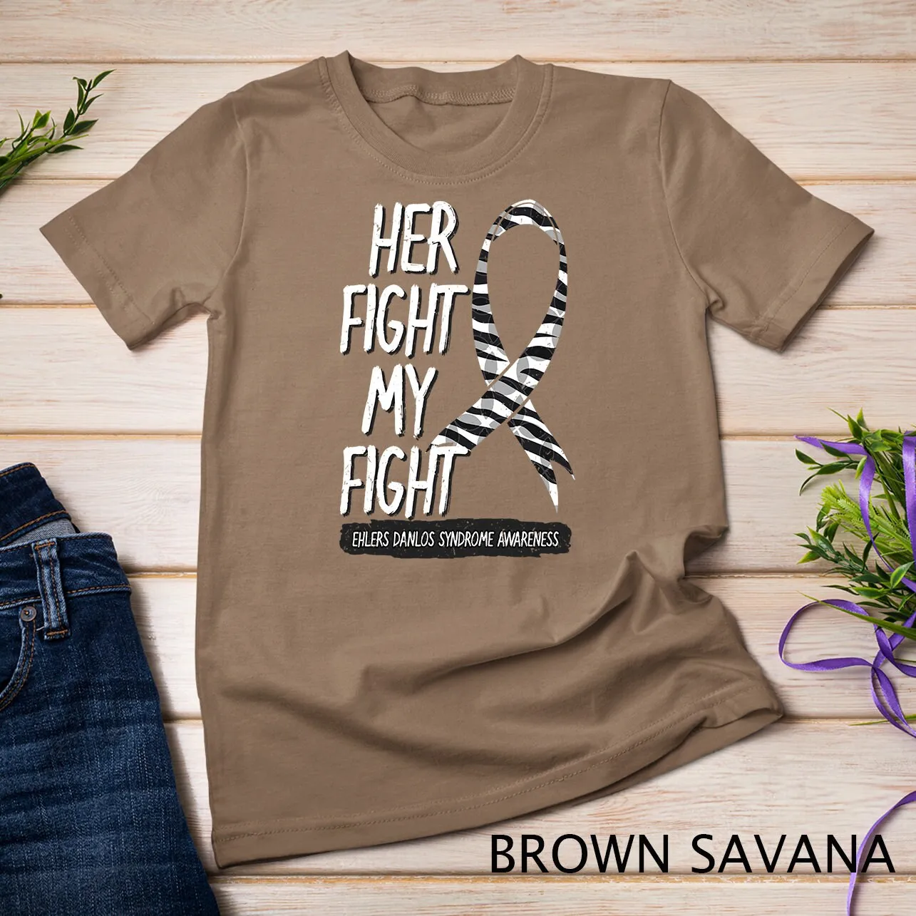 Her Fight Is My Ehlers Danlos Zebra Striped Eds T Shirt Sweat