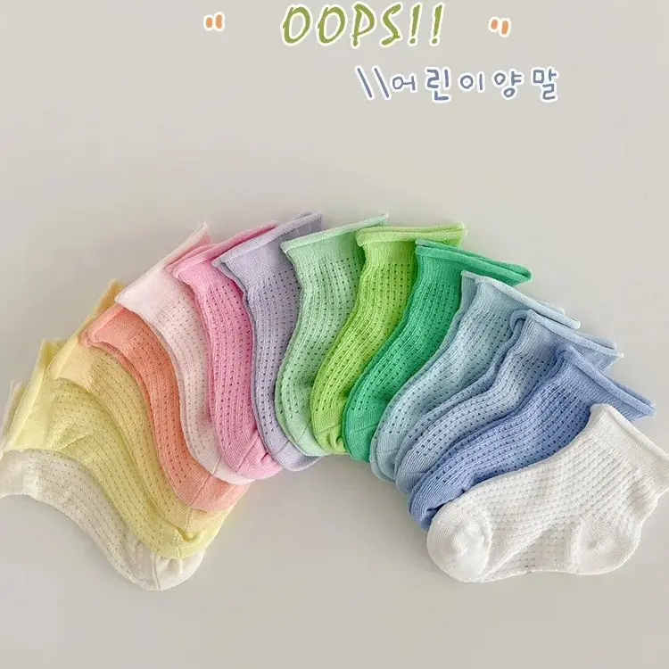 

4 Pairs Summer Socks Baby Toddlers Thin Socks Mesh Socks Boys Girls Holes Crew Socks