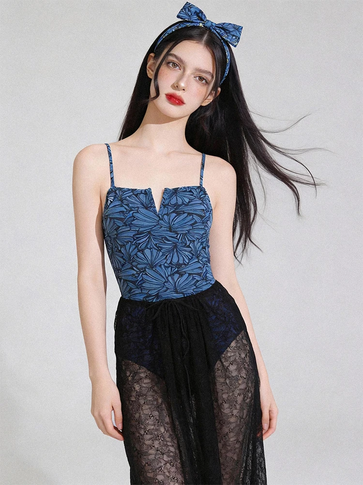Anqinwind One-Piece Thermal Spa Swimsuit Women's Beautiful Slimming Tummy Covering Holiday Small Chest Gathered Swimwear