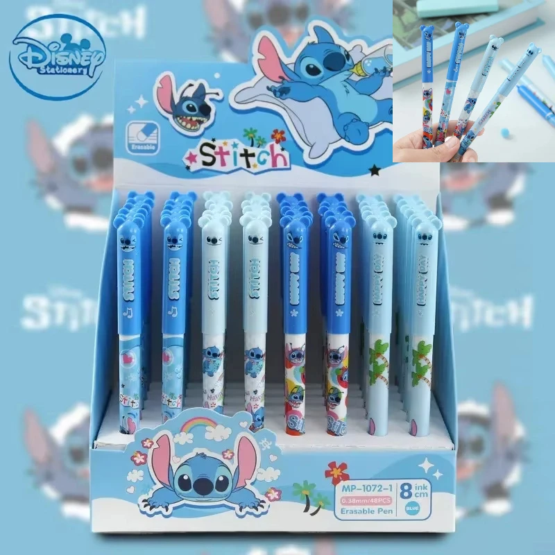 

Disney Stitch Gel Pen 48pcs 0.5mm Erasable Blue Cartoon High Value Cute Students Learn Stationery Refill Office Supplies