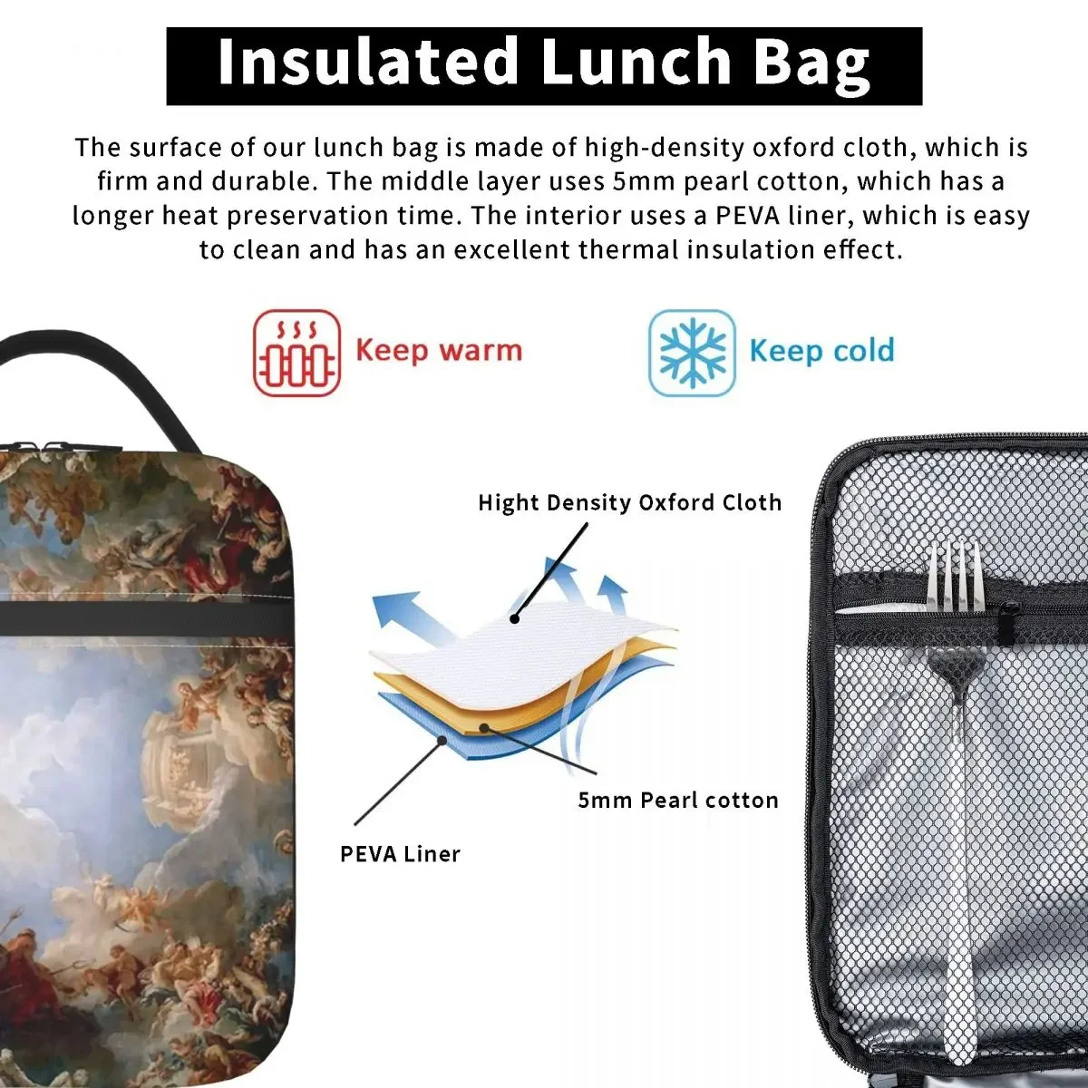Early Renaissance A Insulated Lunch Bag for Women Kids Portable Food Boxes Thermal Lunch Box Tote