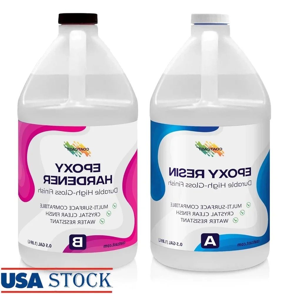 

Epoxy Resin Clear Coating Kit 1 Gallon High Gloss Self Leveling Easy Mix Wood Concrete Stone Projects